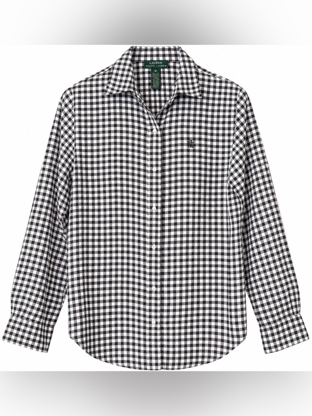 Lauren Ralph Lauren Gingham Check 100% Linen Snap Shirt Medium